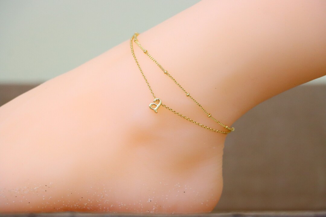 Gold Layered Anklet, Dainty Alphabet Anklet, Letter Charm Anklet, Birthday Gift, Valentine Gifts