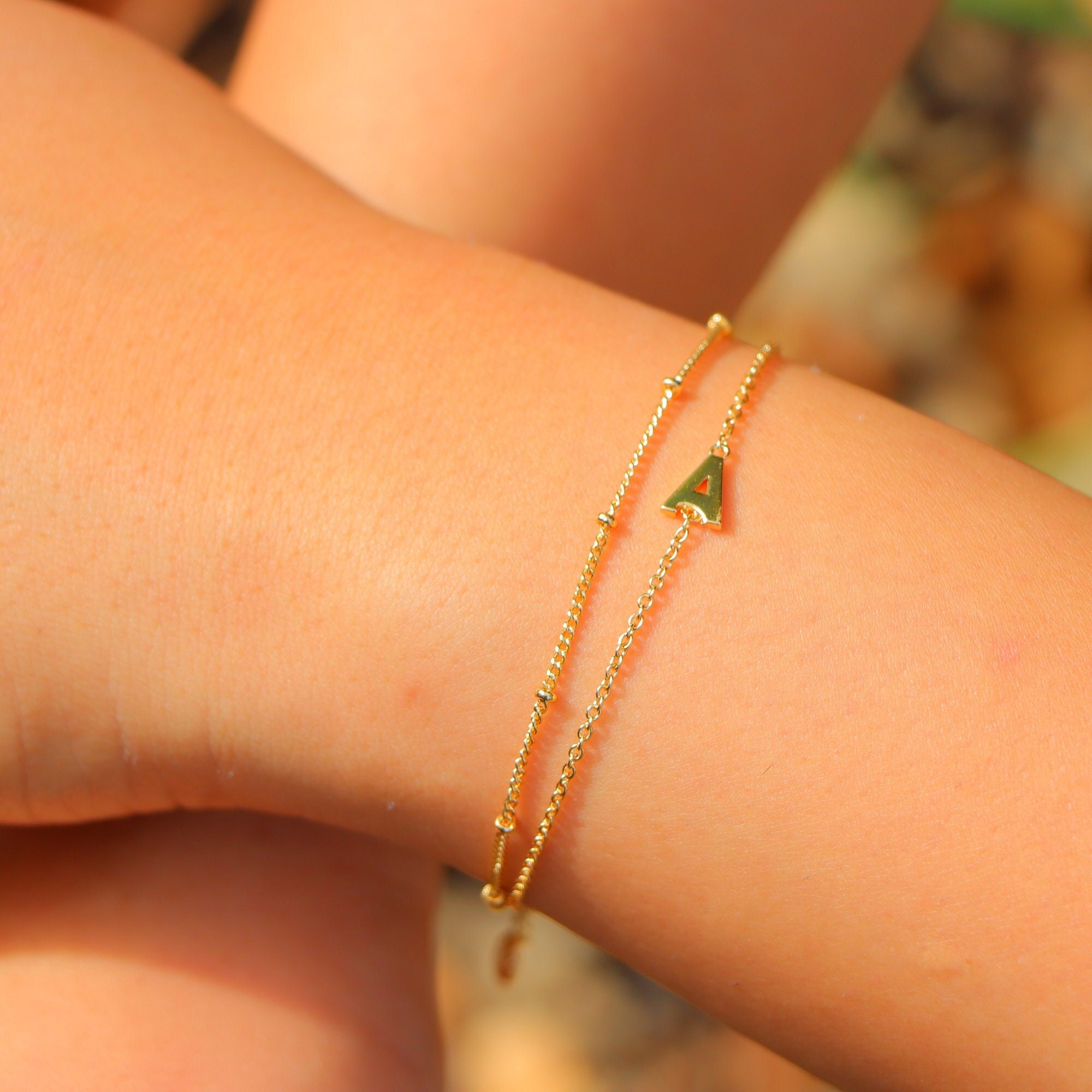  Gold Bracelets for Women Teen Girl Gifts, 14K Gold Filled  Layered Letter A Initial Bracelet Teen Girls Gifts Disc Charm Bracelet  Gifts for Teen Girls Gold Initial Bracelets for Women Girls