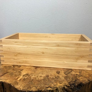 Scatola di legno di bambù fatta a mano sostenibile con giunti a dito Spedizione gratuita
