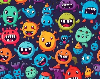 Colorful Monster Tile Pack – Digital Art for Children's Rooms & Play Areas