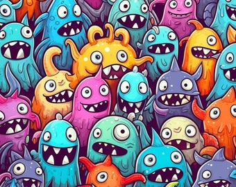 Cartoon Monster Digital Print Pack – Fun & Whimsical Creatures for Kids' Decor