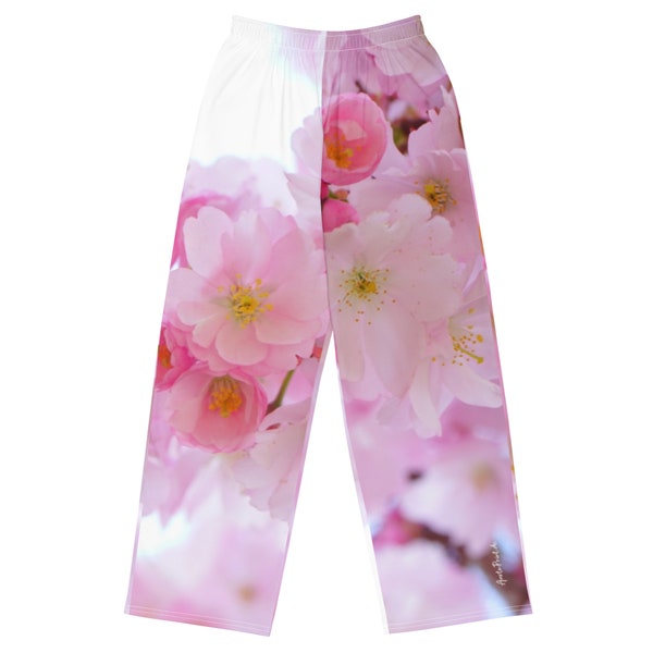 Pyjama cotton pants with wide legs and allover floral print