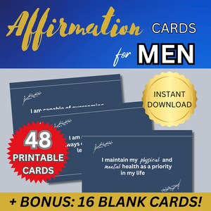 Affirmatiekaarten voor mannen, 48 kaarten voor het vergroten van het gevoel van eigenwaarde en zelfvertrouwen, een perfect cadeau voor vriend of echtgenoot, plus BONUS 16 blanco kaarten!