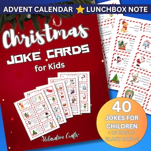 40 druckbare Weihnachtsscherzkarten für Kinder - Perfekt für Adventskalender und Brotdosen - Spaß & Festlicher Digitaler Download