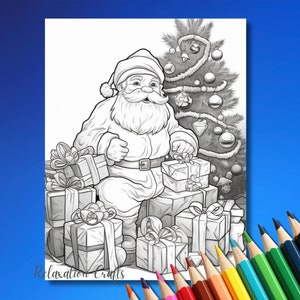 Huge 80+ Page Christmas Coloring Book and Bonus Cover, Grayscale Pages
