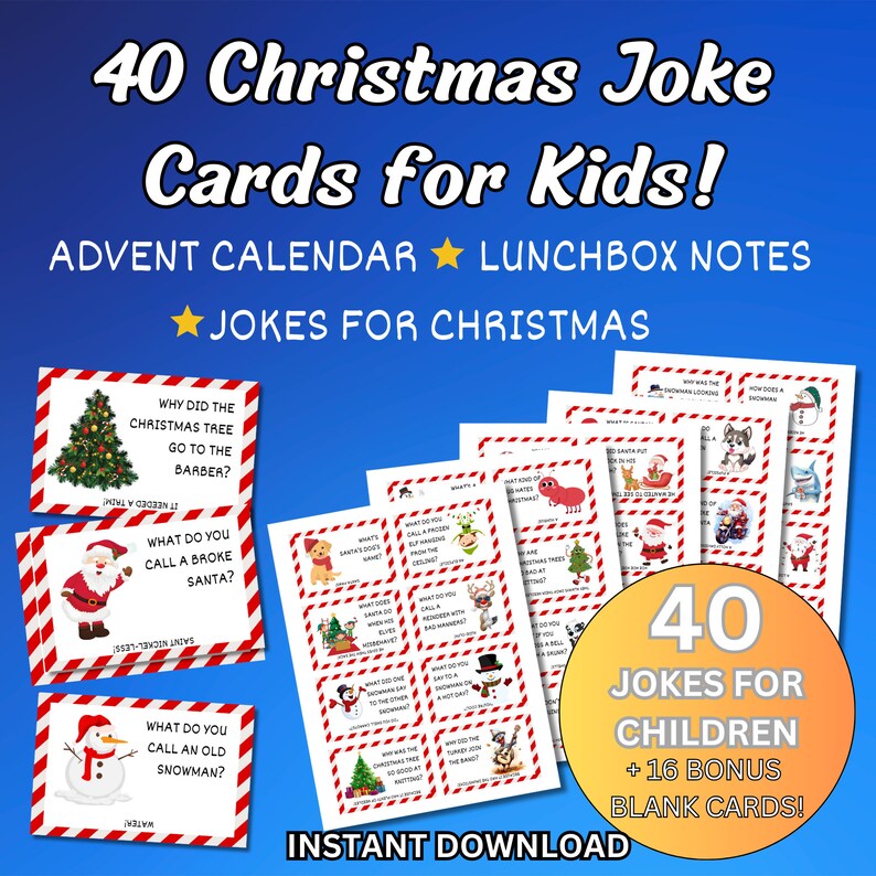 40 Printable Christmas Joke Cards for Kids - Perfect for Advent ...