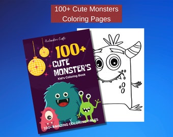 Libro para colorear de más de 100 páginas con monstruos lindos y divertidos para niños, páginas para colorear fáciles y divertidas con monstruos lindos, libro para colorear para niños