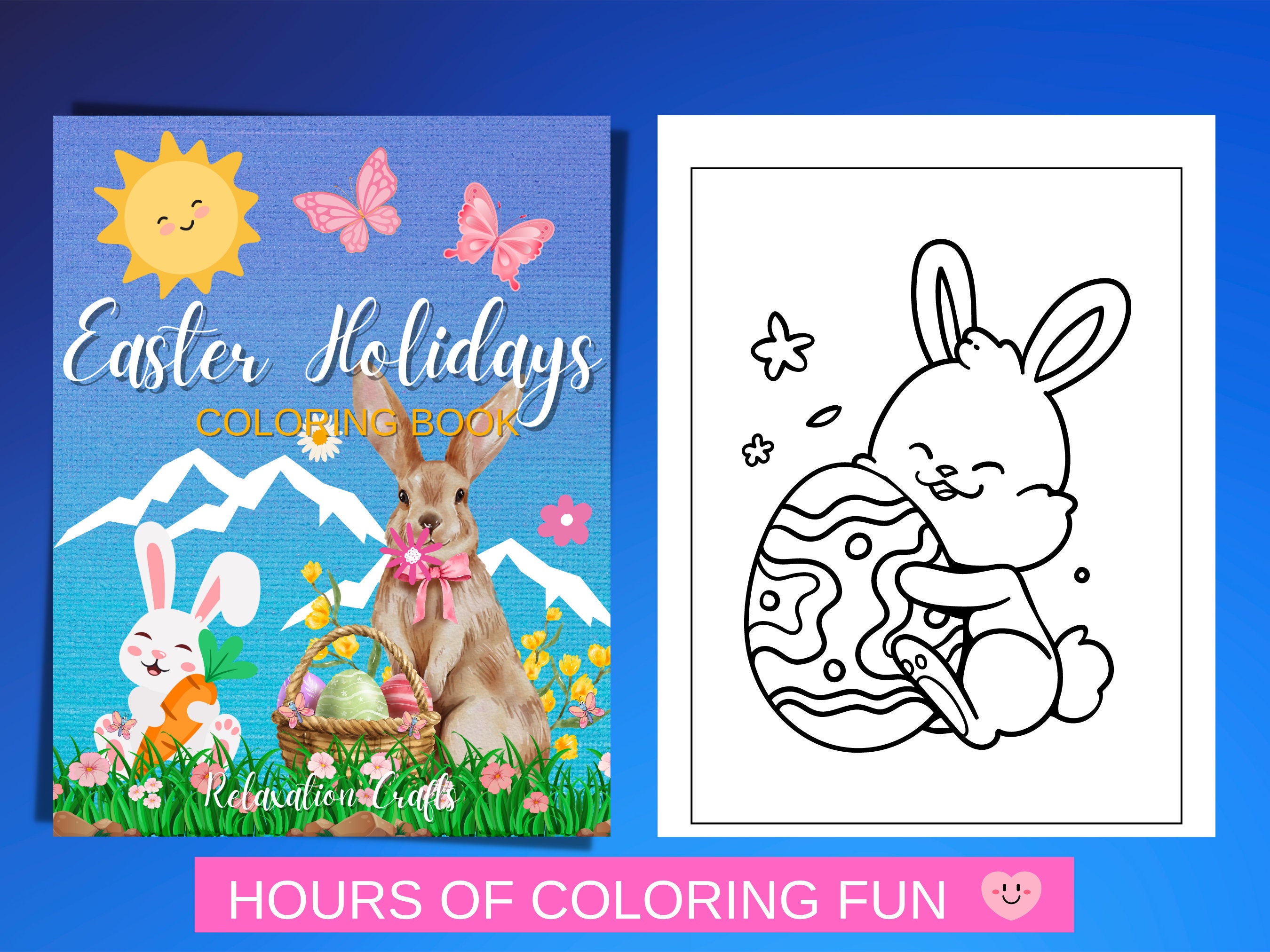 50 Pages With Kids Coloring Pages for the Easter Holidays, Simple