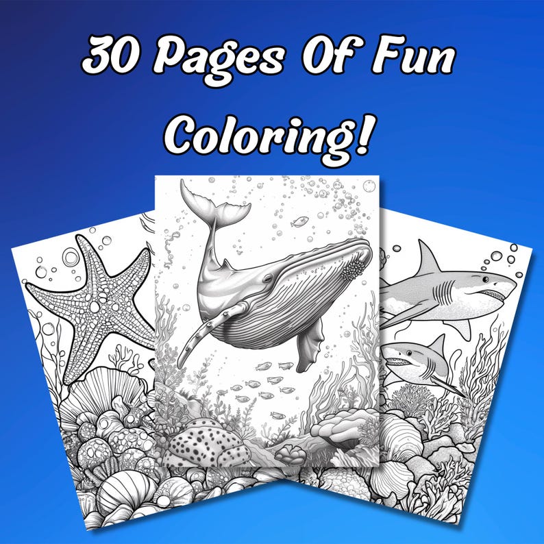 Puede incluir: Un libro para colorear con 30 p&aacute;ginas de divertidas ilustraciones con tem&aacute;tica oce&aacute;nica. La portada presenta una ballena, una estrella de mar y coral.