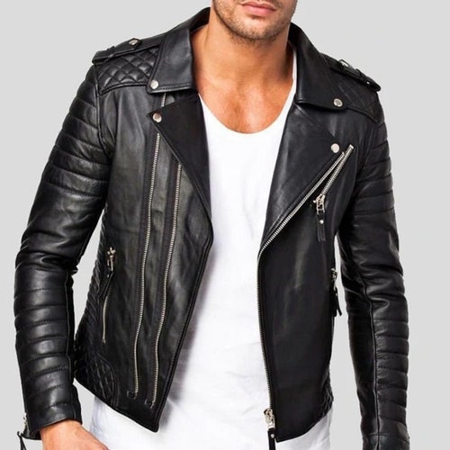 Personalized Biker Leather Jacket for Men's Genuine - Etsy