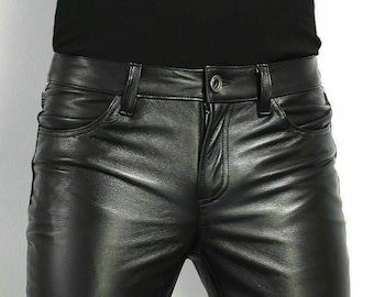 Men's Real High Quality Black Cowhide Leather Slim Fit - Etsy UK