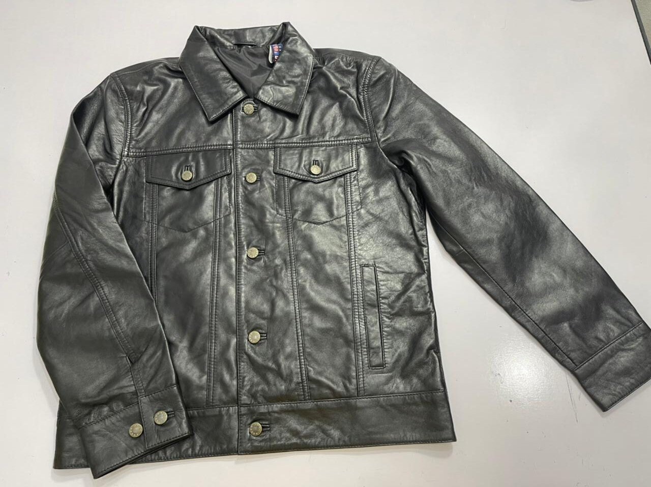 Leather Trucker Jacket - Black