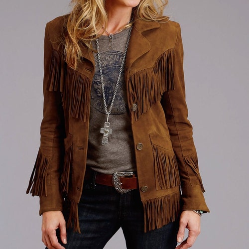 Maud Pocket Fringe Jacket - Dark Brown main image 0