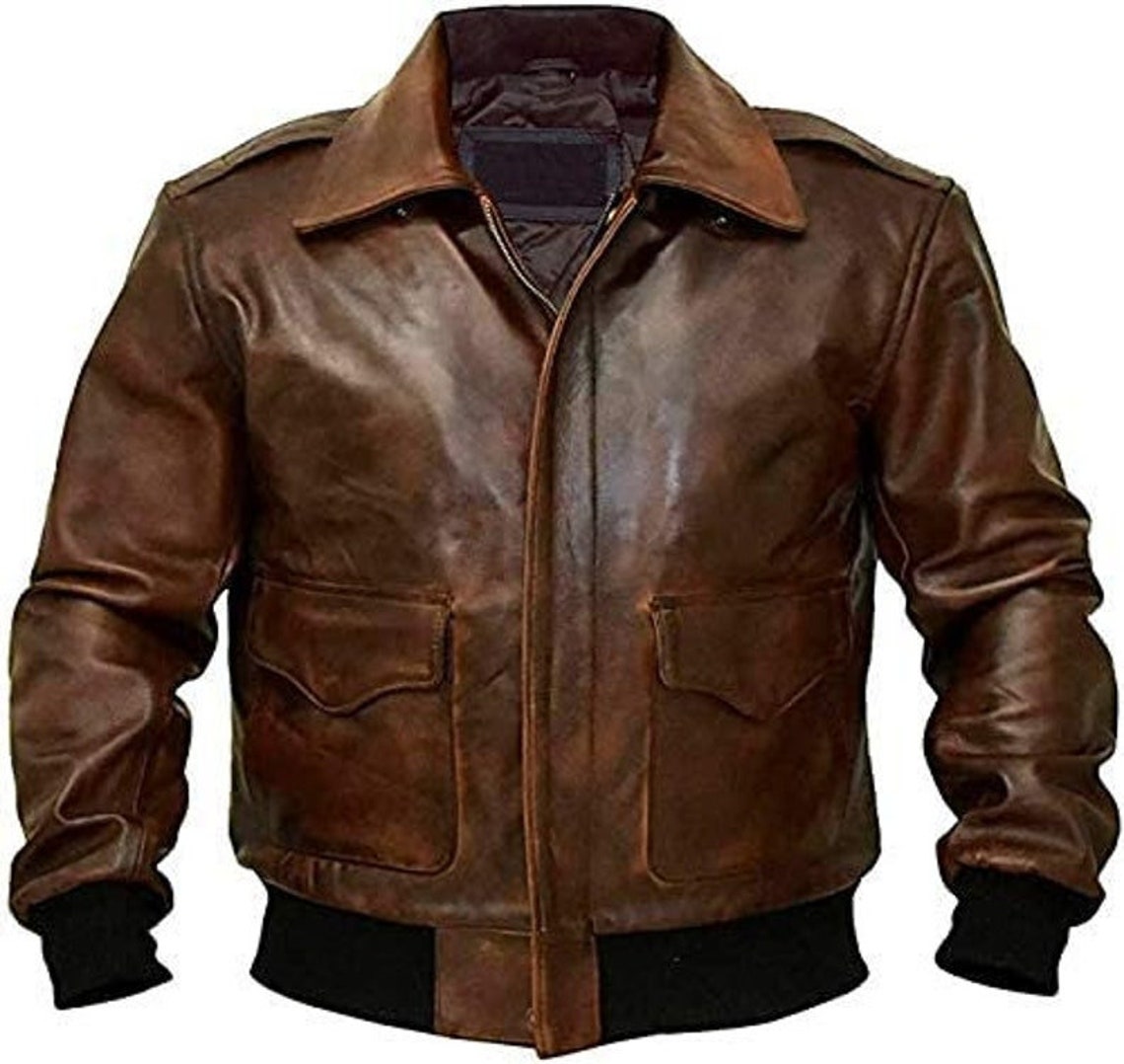 A2 Flight Pilot Distressed Leather Bomber Jacket A2 Aviator - Etsy