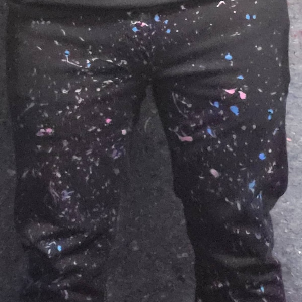 balmain paint splatter jeans