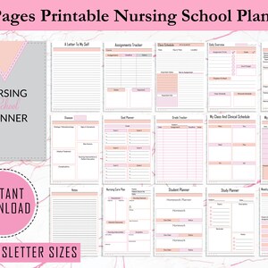 PRINTABLE Nursing Student Planner, Nursing School Planner, Student ...