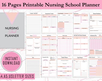 PRINTABLE Nursing Student Planner, Nursing School Planner, Student Nurse, Medical Student Planner, A4, A5, US letter PDF