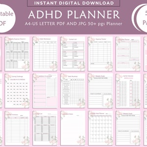 ADHD Planner Adult, ADHD Journal, Adhd Productivity Planner, Adhd Life Planner, Printable Adhd Planner and Organizer A4, A5, US letter