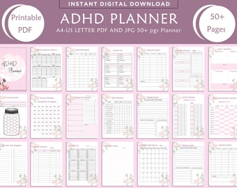 ADHD Planner Adult, ADHD Journal, Adhd Productivity Planner, Adhd Life Planner, Printable Adhd Planner and Organizer A4, A5, US letter