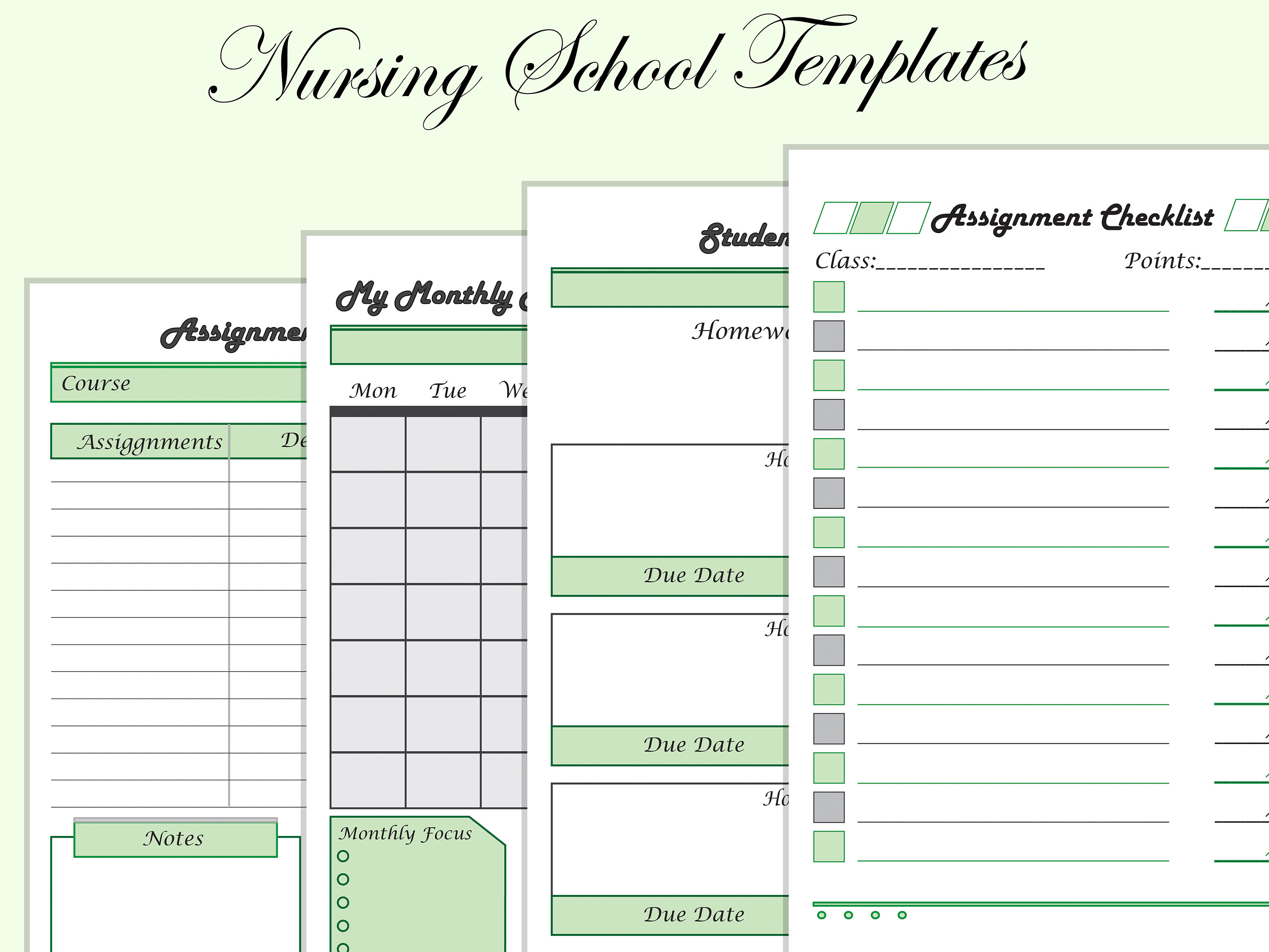 PRINTABLE Nursing Student Planner, Nursing School Planner, Student ...