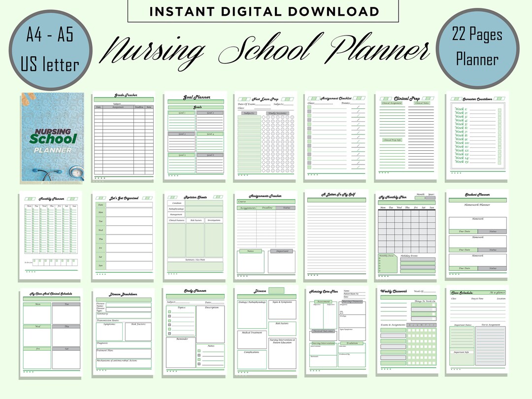 PRINTABLE Nursing Student Planner, Nursing School Planner, Student