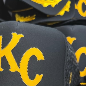 Kansas City Interstate Trucker Hat, Custom Hat, Custom Trucker Hat, Chiefs, Kansas City Royals, Vintage Trucker Hat, Gold Leaf Trucker Hat