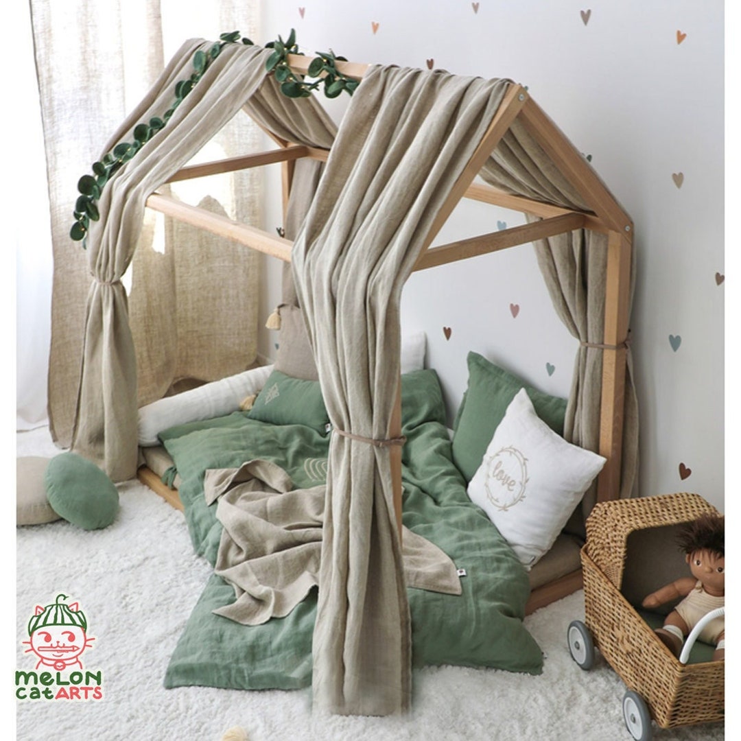 Linen Bed Canopy for Kids Linen Nursery Canopy Canopy Etsy