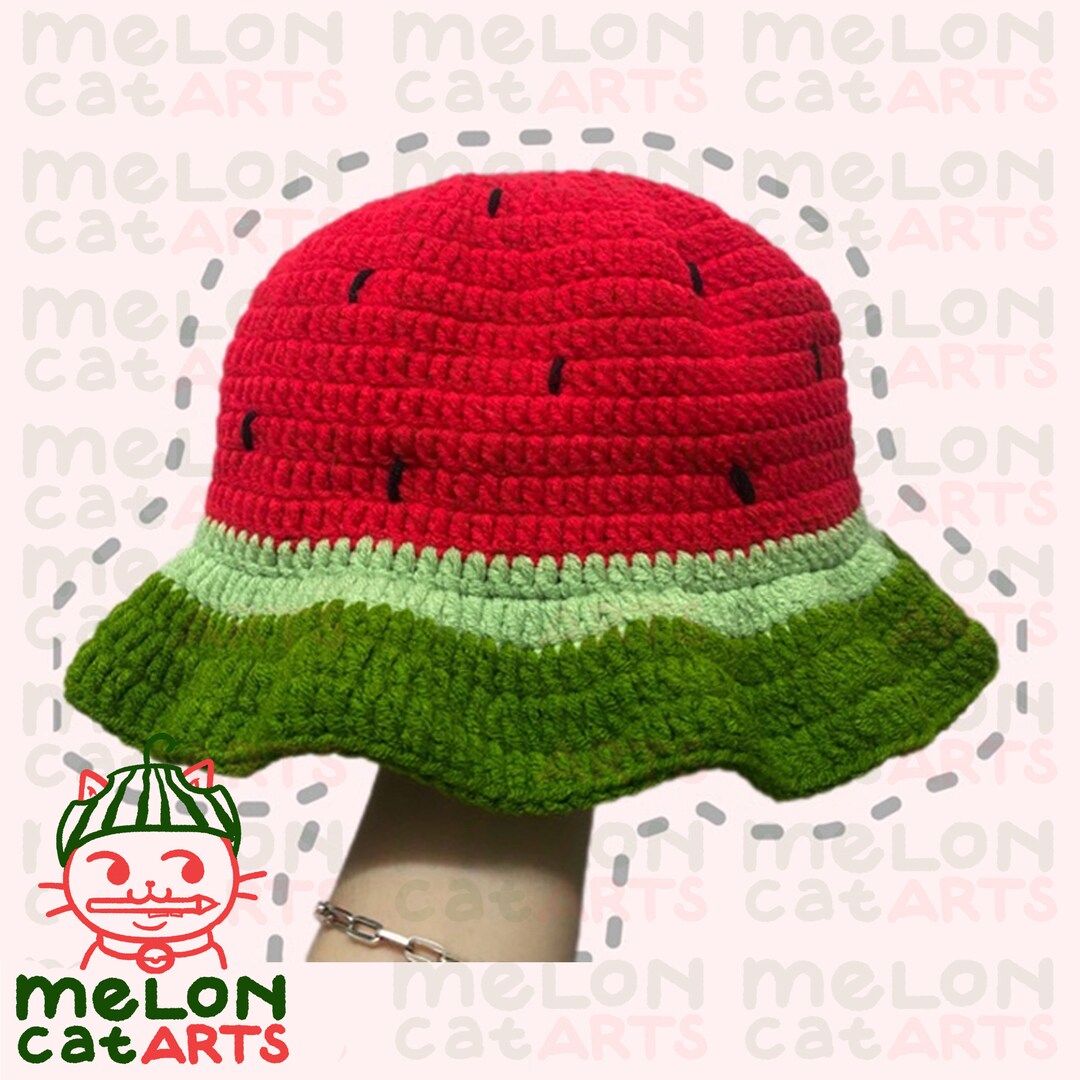 Crochet Watermelon Bucket Hat Watermelon Hat Summer Knit Etsy