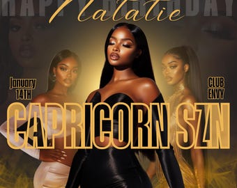 Capricorn Birthday Flyer | Luxe Zodiac Party Invite