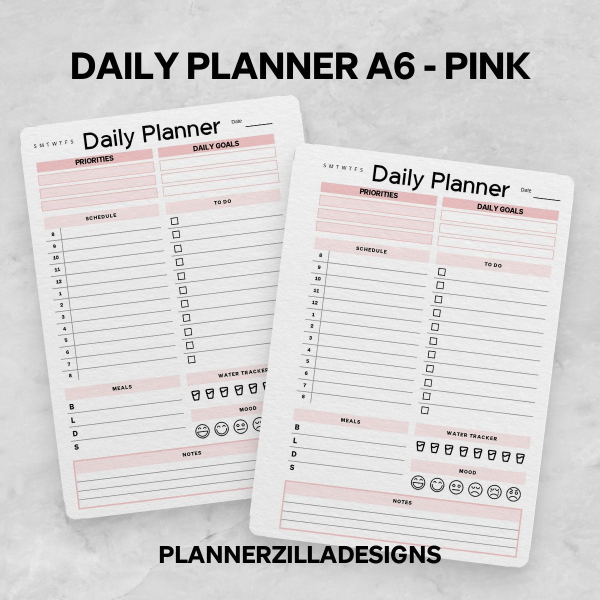 Daily Planner for A6 Notebooks Pink - Etsy