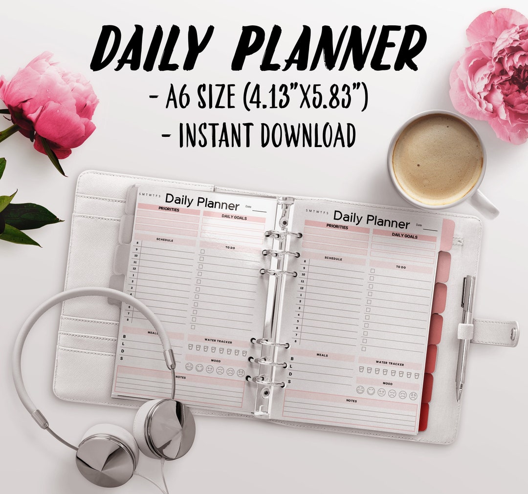 Daily Planner for A6 Notebooks Pink - Etsy
