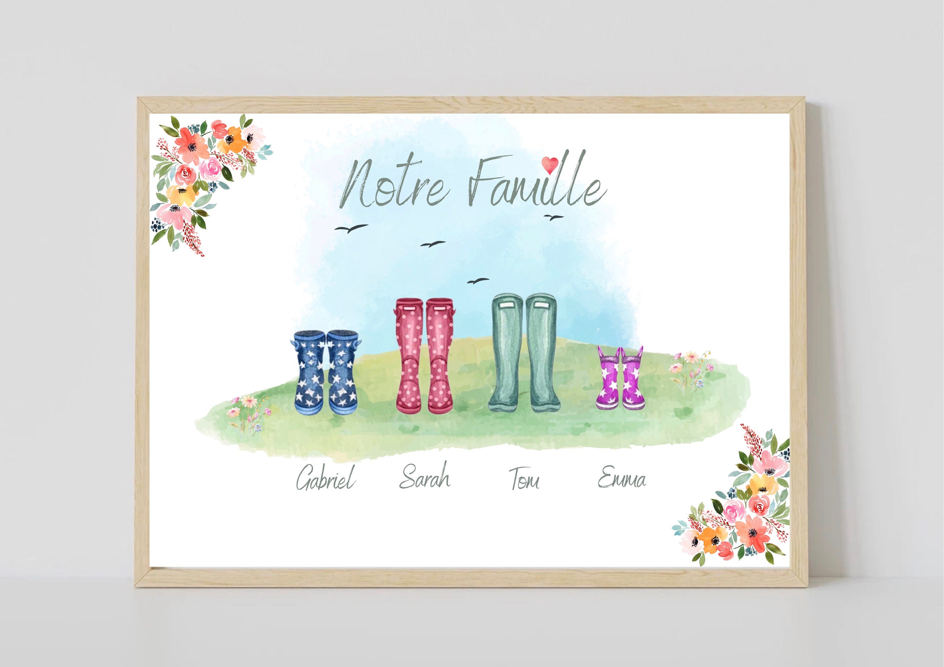 Affiche Personnalisée Famille - Botte de Pluie Family Boot