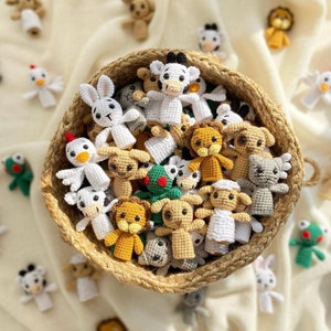 Crochet Farm Animal Finger Puppets – Handmade Montessori Toy Set – Storytime & Nursery Rhyme Puppets