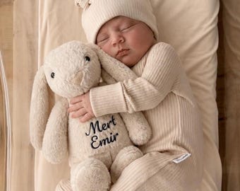 Personalized Bunny Plush Baby Gift, Custom Name Bunny, Baby Shower Gift, Newborn Keepsake, Stuffed Rabbit for Baby Girl or Boy
