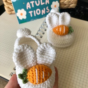 Crochet Baby Booties with Bunny Design – Handmade Newborn Shoes – Baby Shower Gift