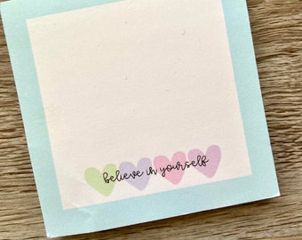 Credi in te stesso Sticky Notes, Inspirational, Motivational Post It, Cute Stationary
