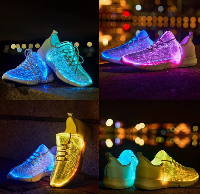 UncleJerry Adult LED Shoes for big boys girls USB Recharge Glowing Sneakers  Party Wedding Shoes Cool Skate Shoes