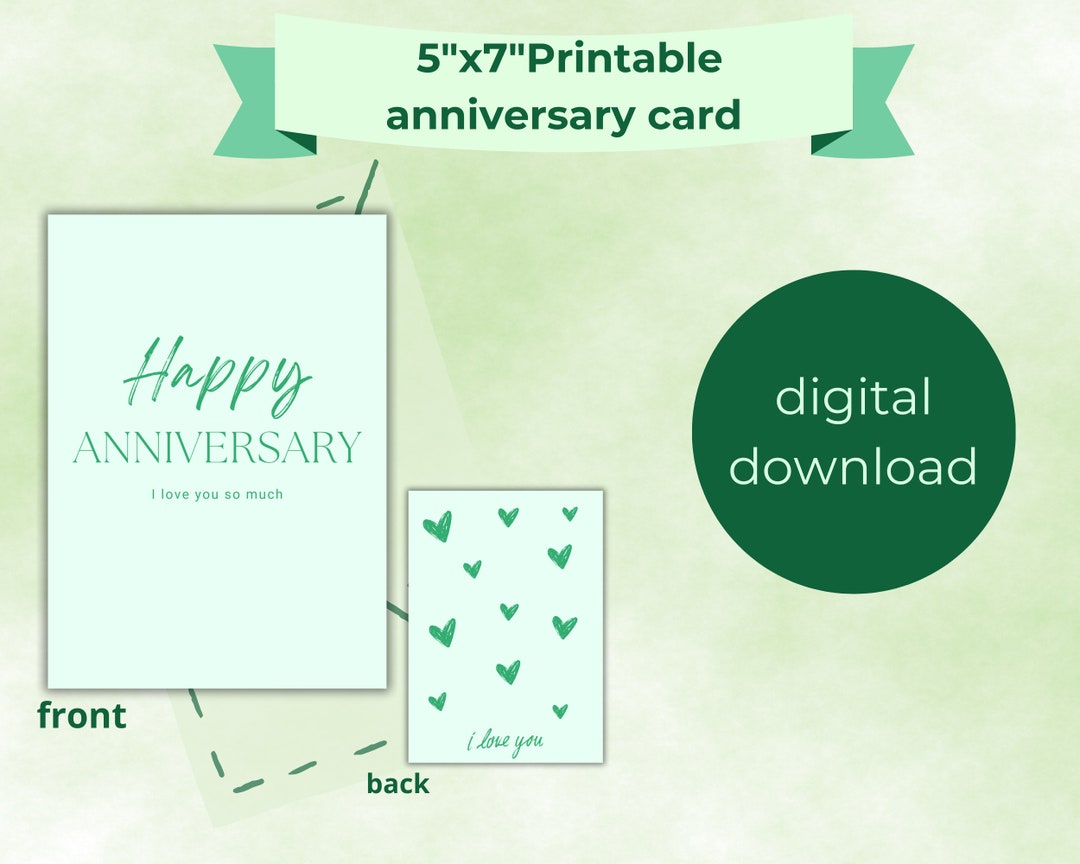 Printable Anniversary Card, Downloadable Anniversary Card, Sweet ...
