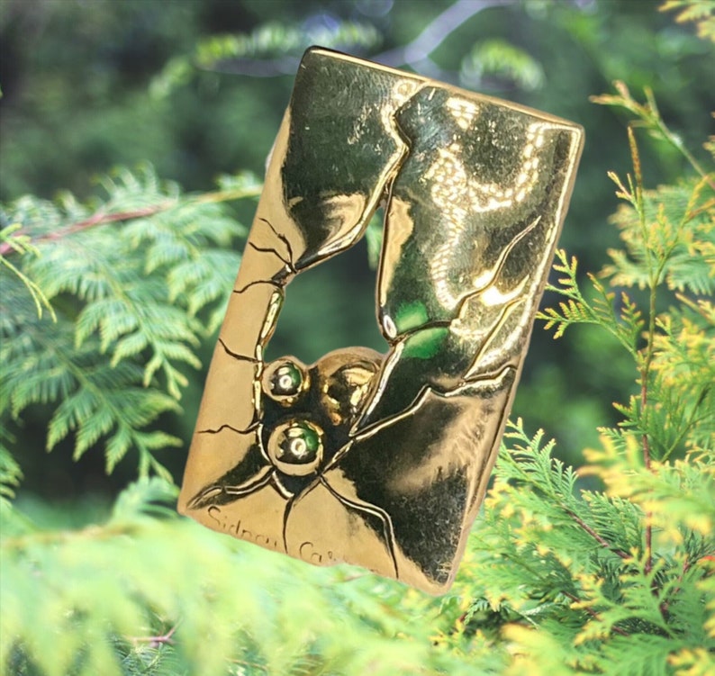 Modernist Brooch in Gold Metal, Signed Sydney Carron Etsy Australia