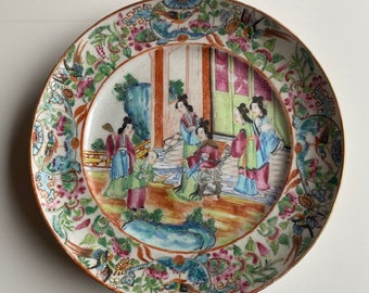 Plato de porcelana Cantón, siglo XIX