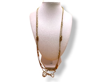 long necklace in gold metal 76cm with double row