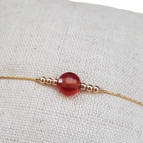 Bracelet minimaliste avec perle en aventurine Rouge