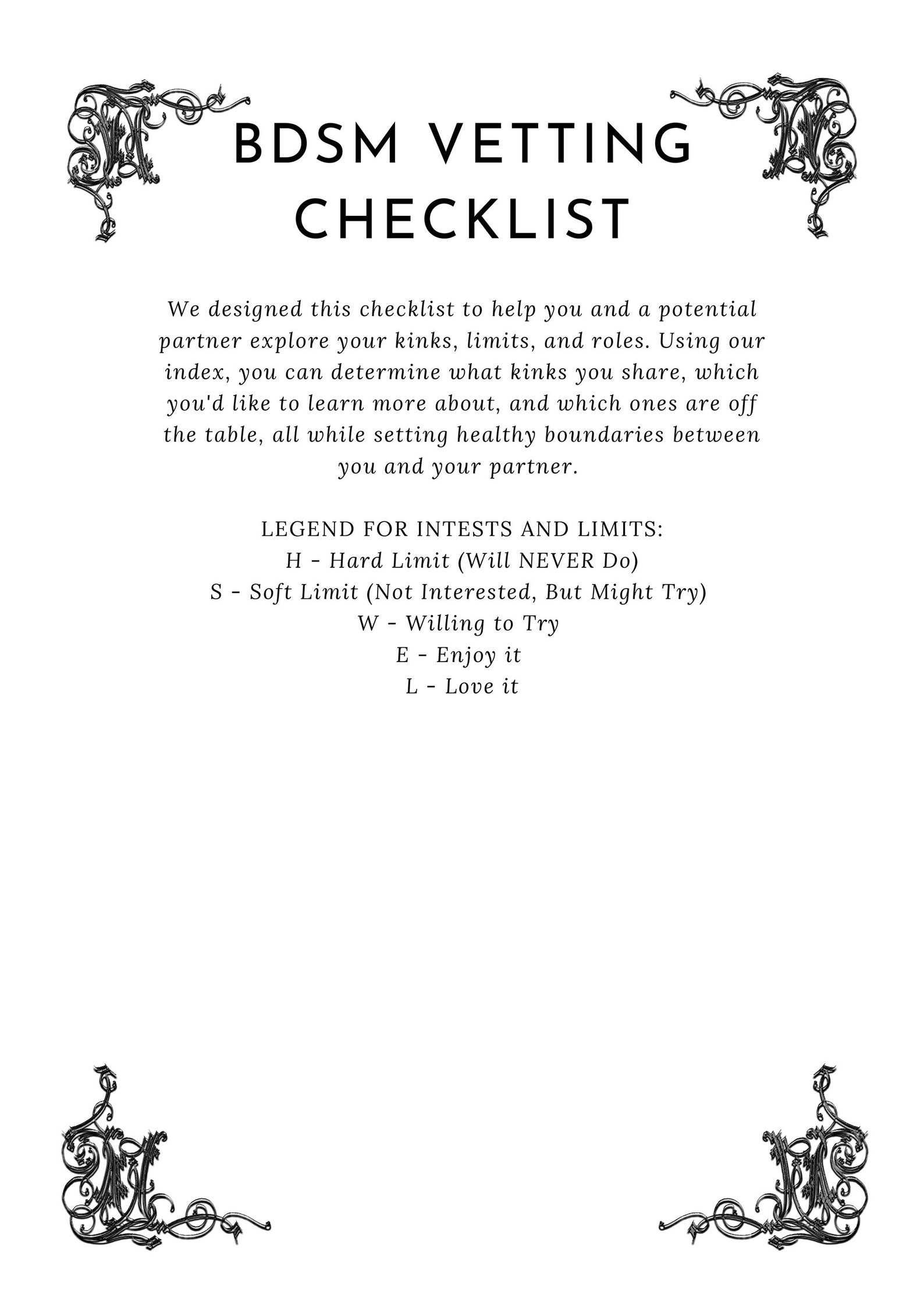 bdsm checklist text bdsm checklist text
