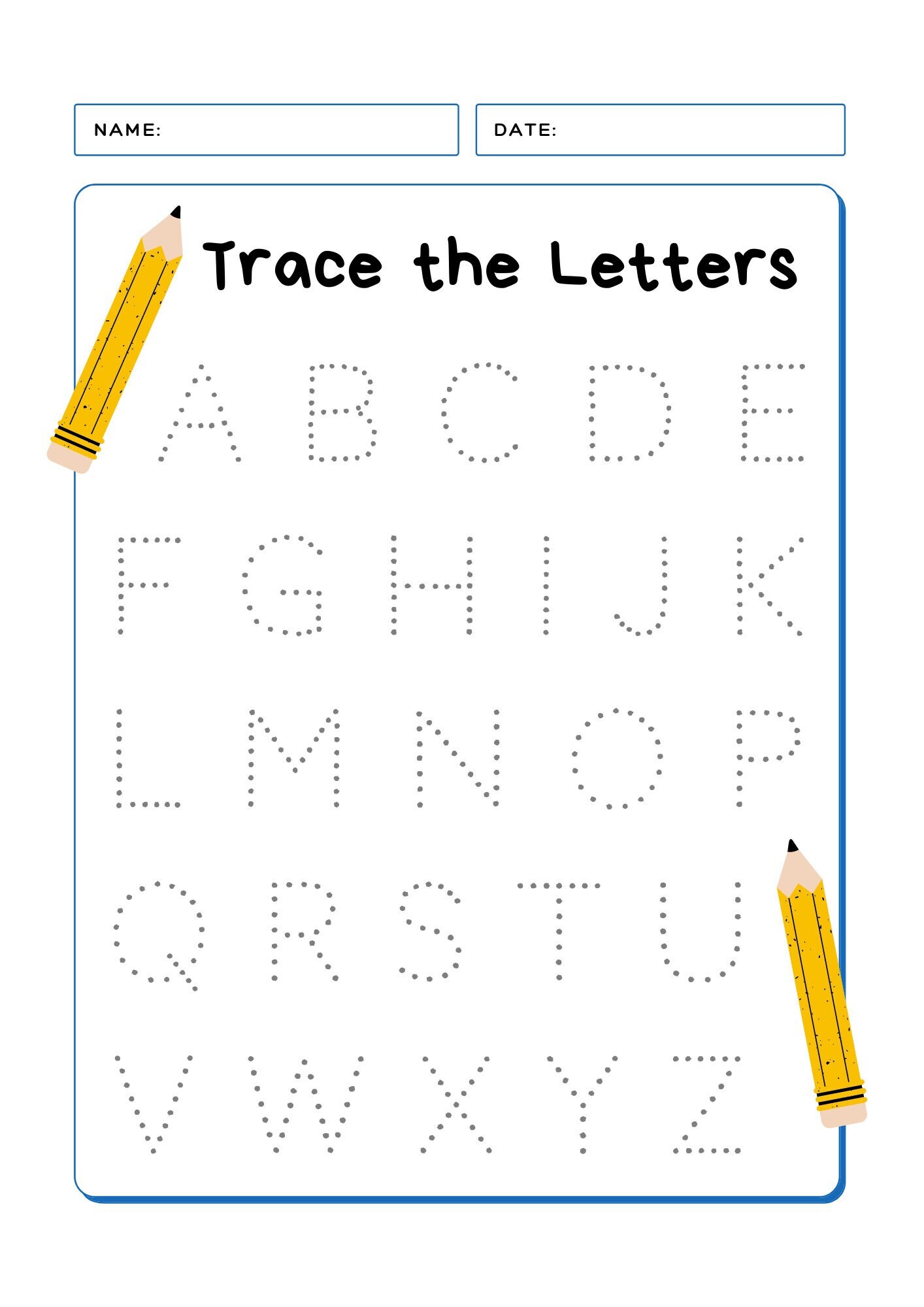 Trace the Letter A to Z Printable Worksheets Preschool - Etsy