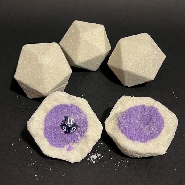 Roll for relaxation: D20 bath bomb with surprise dice inside!