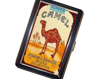 Vintage Camel Cigarette Ad Case Handmade Metal Wallet Stash Business Credit Card Cigarette ID Holder Box gift