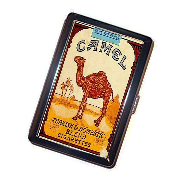 Vintage étui à cigarettes chameau portefeuille en métal fait main cachette carte de crédit professionnelle porte-cigarette boîte cadeau