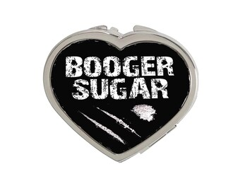 Booger Sugar HEART Compact Mirror Handmade White Girl China White  Gift