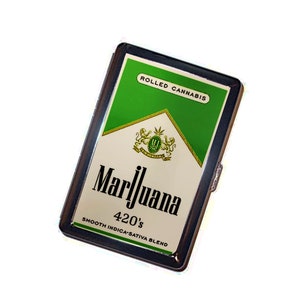 Marijuana 420 Cigarette Case Handmade Metal Wallet Stash Business Credit Card Cigarette ID Holder Box gift image 1