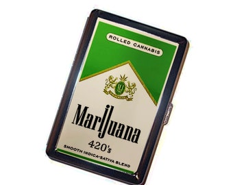 Marijuana 420 Cigarette Case Handmade Metal Wallet Stash Business Credit Card Cigarette ID Holder Box gift